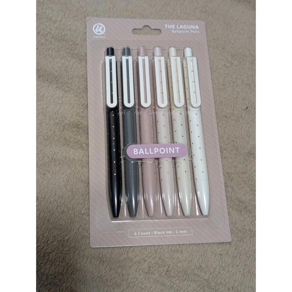 (5 Pack) U Brands Laguna Ballpoint Pens, 6 Count, Foil Dots , Bold (1.0Mm) Point